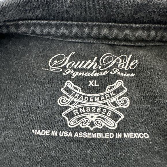 XL South Pole Shirt Adult Size Short Sleeve Black Y2K Signature Series Graphic T - Picture 3 of 6